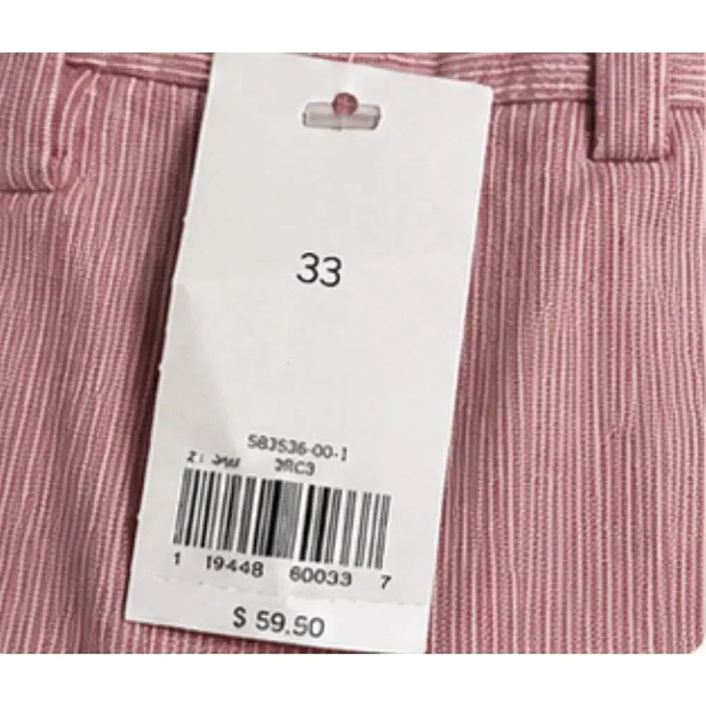 Banana Republic Aiden Shorts Mens 33 Pink Seersucker Stripe Flat Front NWT